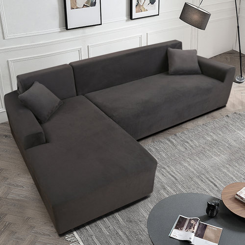 Latitude Run® Thick Velvet LShaped Sofa Cover Sectional Sofa Cover